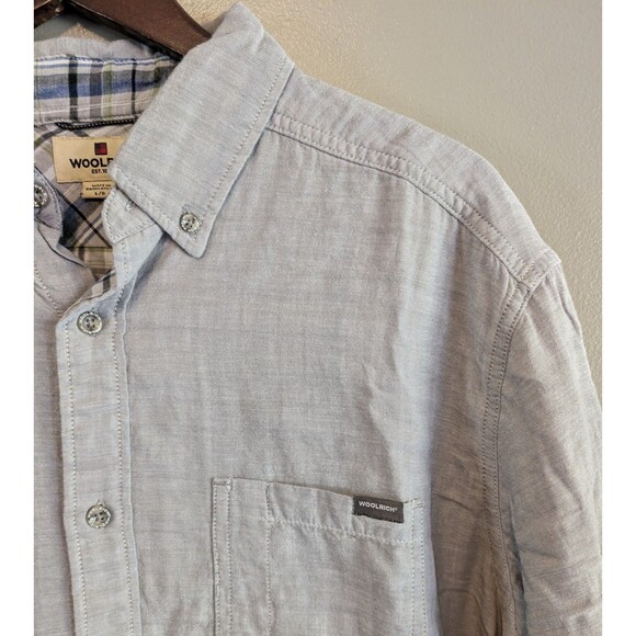 Woolrich Size Large Mens Gray Shirt Button Down Top Double Layer Plaid Grey LS - Picture 3 of 6